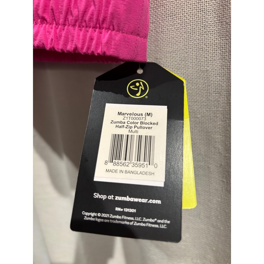 Zumba Half-Zip Pullover Hooded Crop Top Pink Orange Black Medium New - Picture 6 of 6